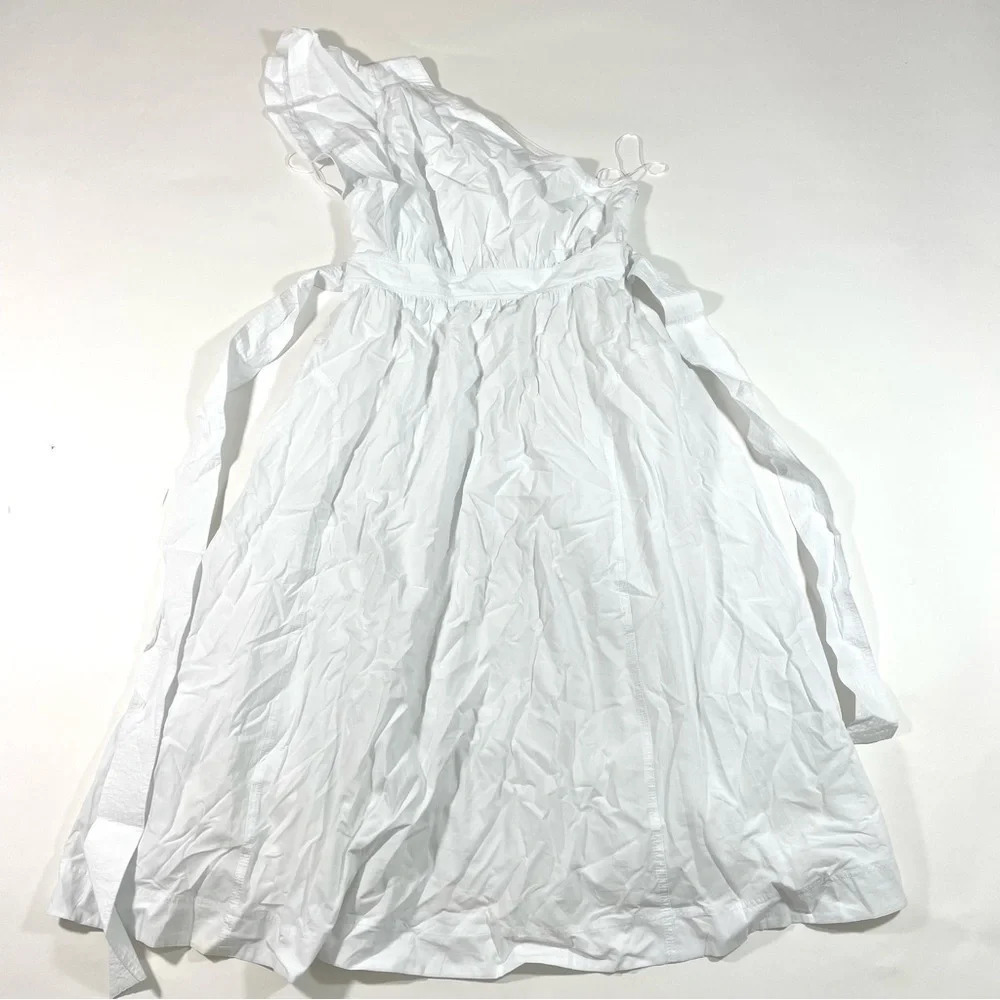 New Madewell Ruffled One Shoulder Midi Dress White Eyelet NK491 - Picture 3 of 9